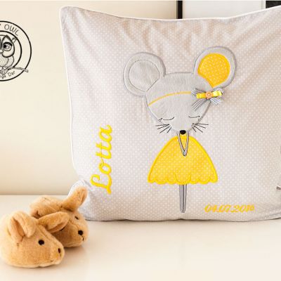 Personalizowana poduszka dla dziecka do przedszkola Myszka Baletnica